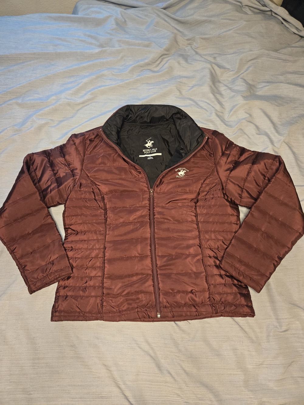 Beverly Hills Polo Club Maroon Quilted Puffer Jacket